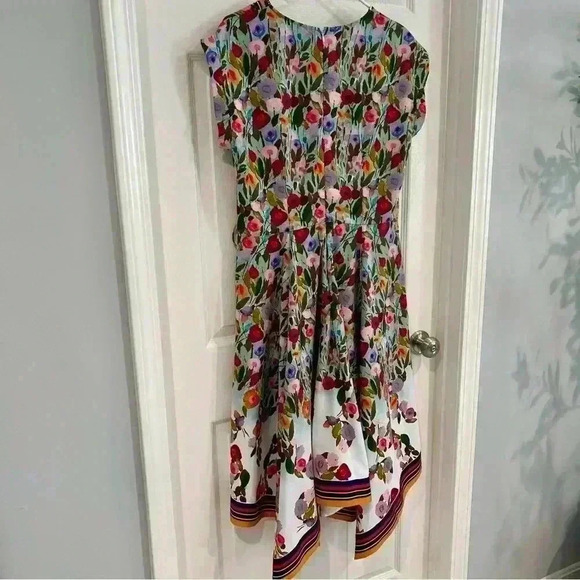 eShakti Wayward Fancies Floral Dress 16/XL V Neck Pockets Scarf Hem Cottagecore - Picture 12 of 17